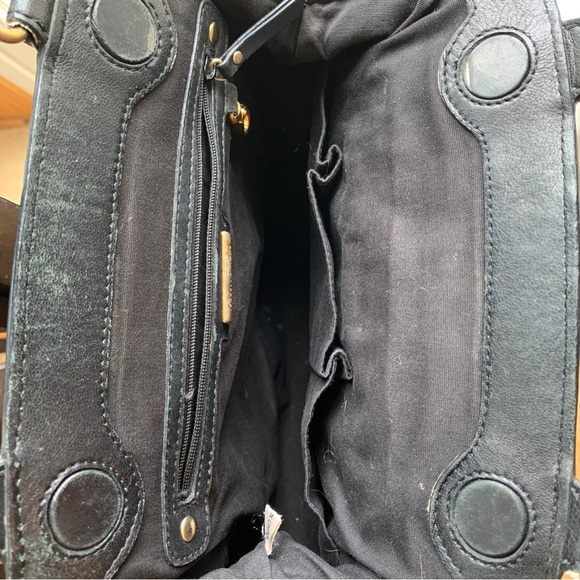 Isabella Fiore Black Leather Purse Puff Celine Large Handbag Pockets Whip Stich - Picture 14 of 14